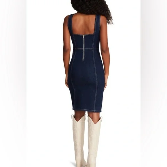 Steve Madden Dark Blue Denim Sheath Dress - Picture 3 of 7